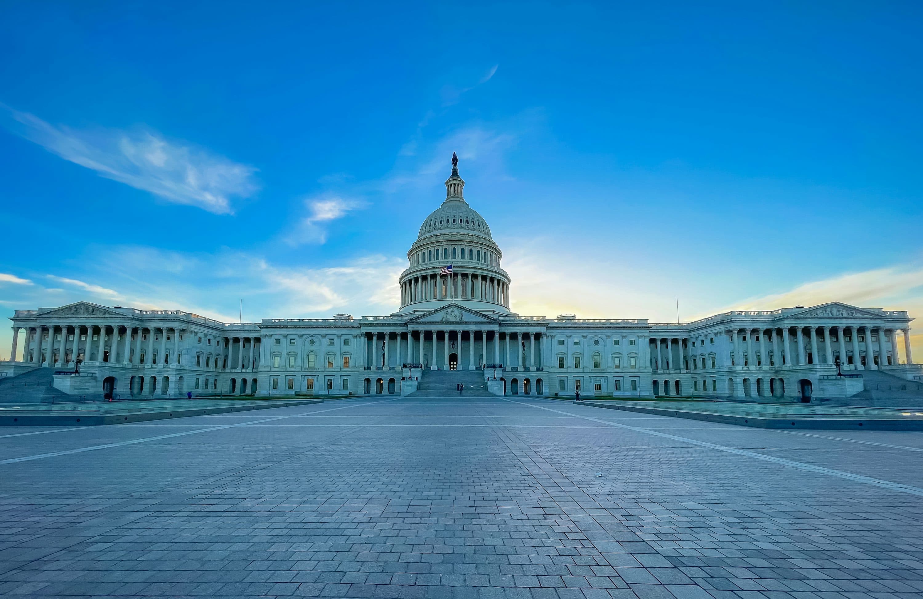 The U.S. Capitol building at dusk, representing federal legislation on digital accessibility